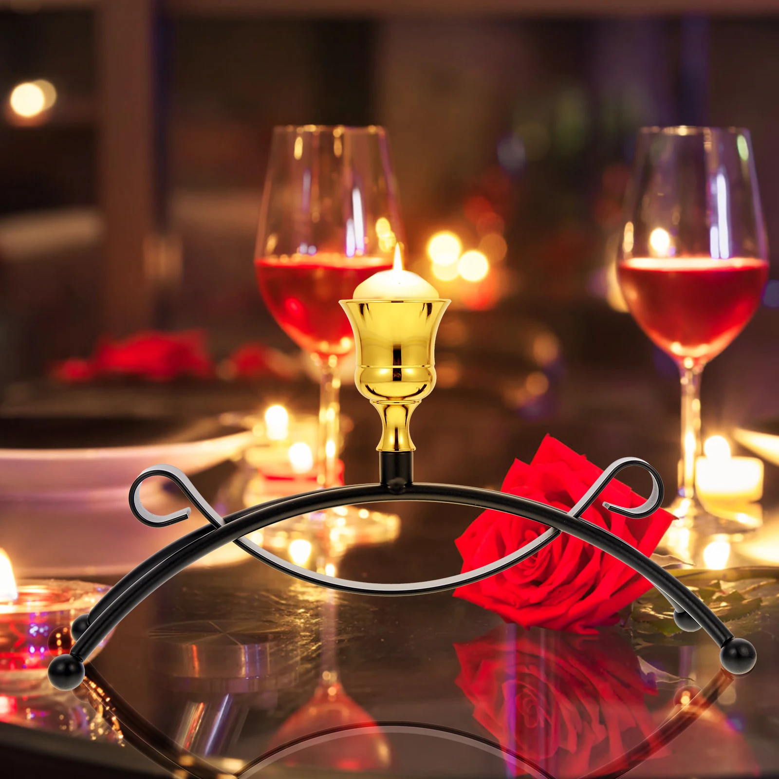 

2pcs Vintage Iron Stand Candlestick Home Decor Wedding Party Sturdy Retro Style Holder For Home Decoration