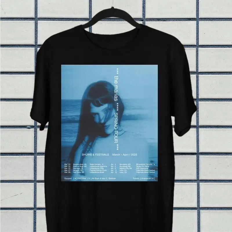 تي شيرت SPRING TOUR The Marias 2025 باللون الأسود للجنسين 2F486 #1