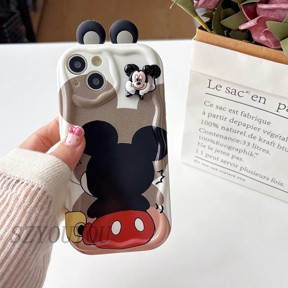 لسامسونج S20 S21 FE S22 زائد S23 S24 S25 الترا عروسة كارتون آذان ثلاثية الأبعاد موجة حافظة هاتف من البولي يوريثان