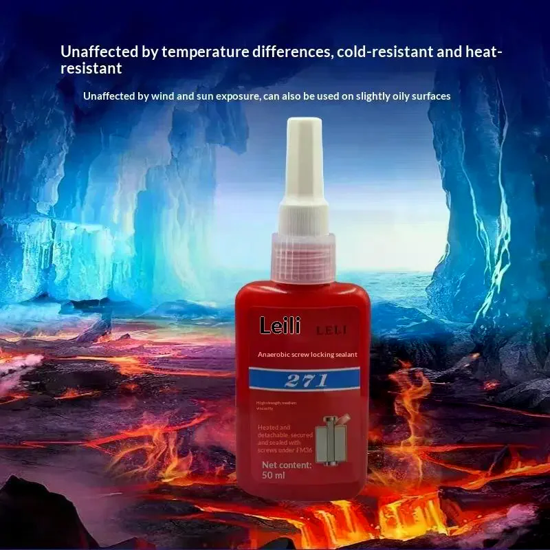 

271 High-Strength 50Ml Threadlocker, Industrial Glue Removable Anti-Loosening Anti-Slip Waterproof Rust-Proof Oil-Resistant