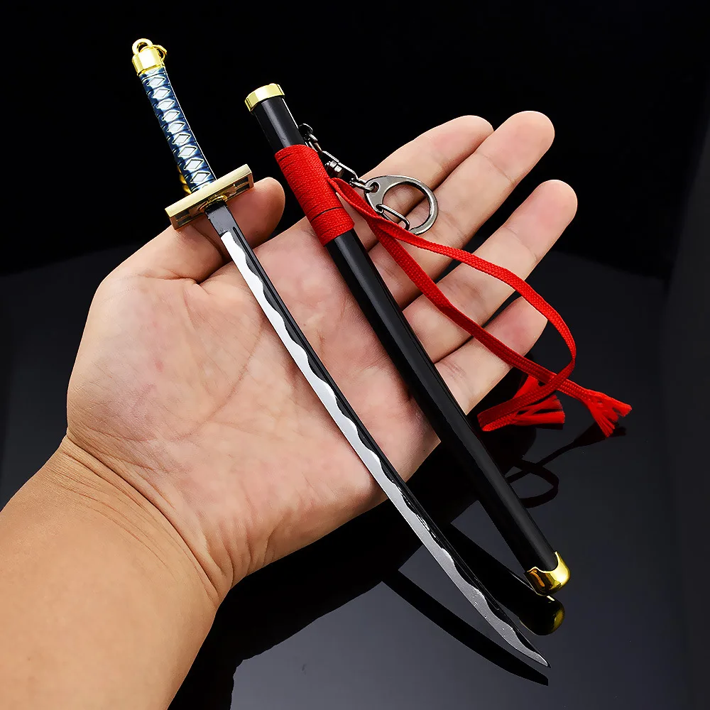 23cm Kuchiki Byakuya Senbonzakura Sword Keychain BLEACH Mainan Swords Weapons Metal Anime All-metal Ornaments with Sheath Gifts