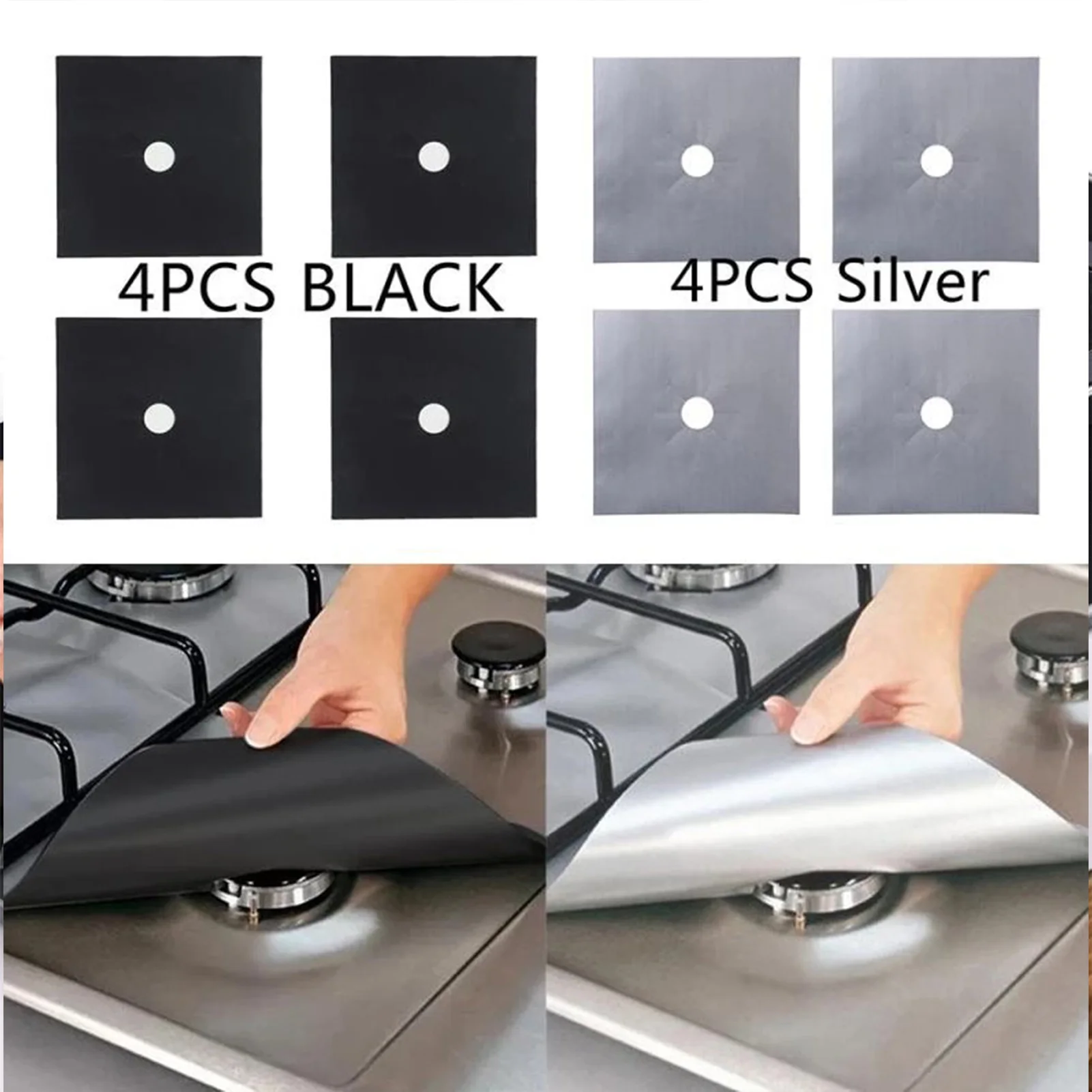 4Pcs gas stove protectors cover Stove Burner Covers Mat Extra Thick Non Stick cleaning protection pad Liner for Kitchen/Cooking