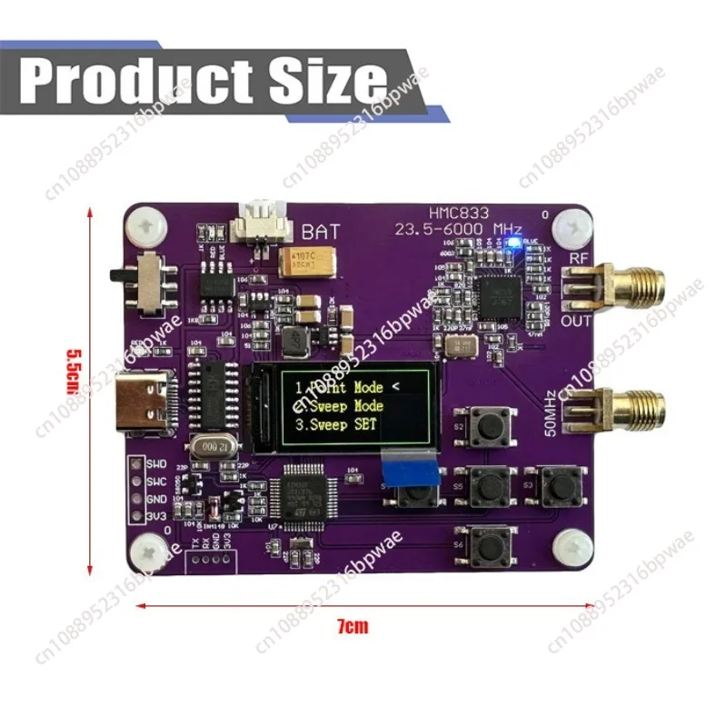 

6GHz RF signal generator 23.5MHZ-6000MHz button version oled screen display HMC833