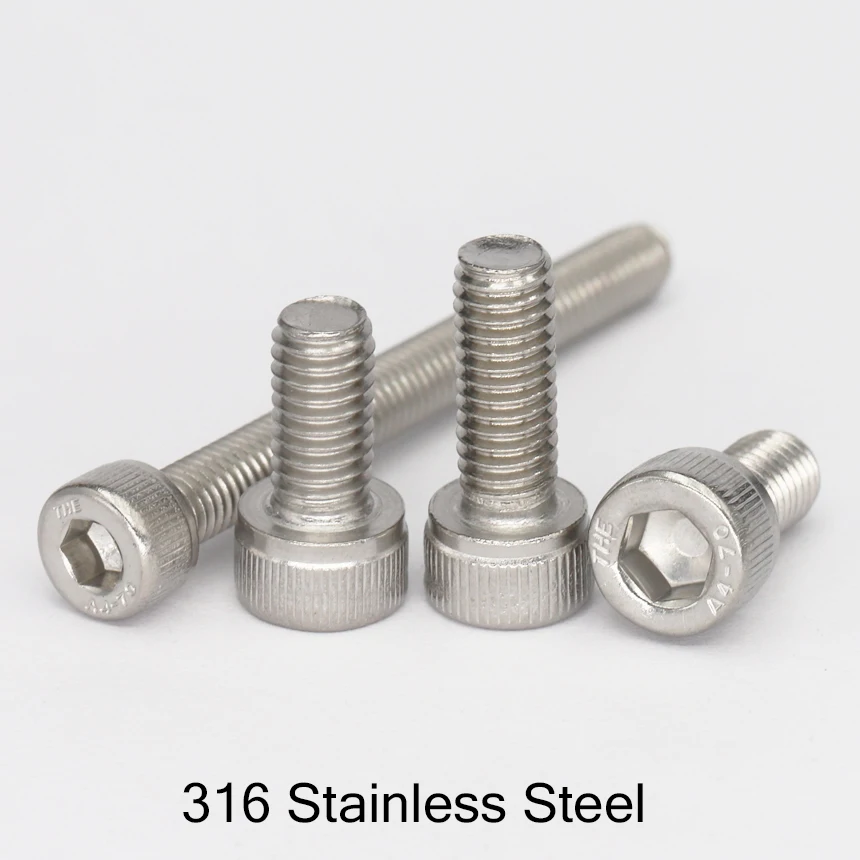 M2 M2.5 M3 M4 M5*3/4/5/6/8/10/12/16/20/25/30/35/40/45/50 DIN912 316 Stainless Steel Cap Hexagon Hex Socket Allen Head Bolt Screw