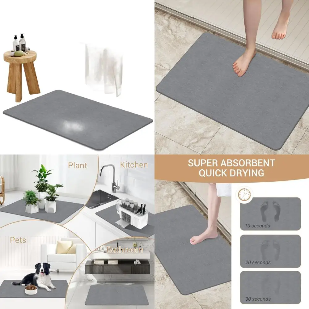 

Huge Stone Bath Mat, 32x20, Anti-Slip, Highly Absorbent, Fast Drying for Bath/Kitchen, Easy Maintenance