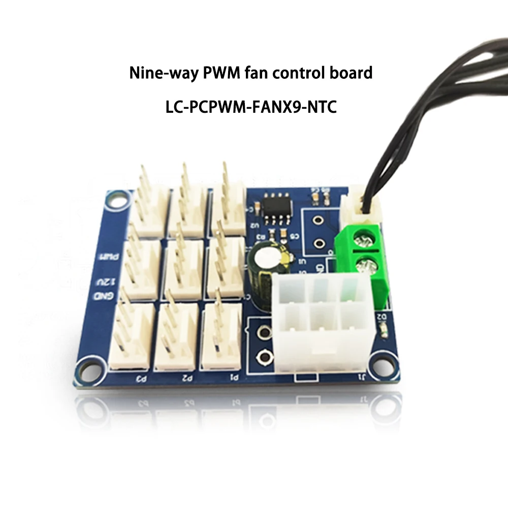 DC 12V 9-Way PWM Speed Controller Board Multi-channel Speed Regulator NTC Temperature Control Speed Moudle for PC CPU Cooler Fan