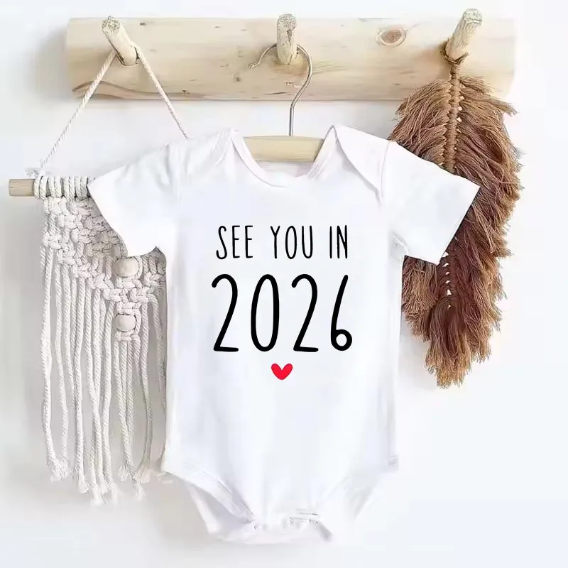 See You in 2026 Pregnancy Announcement Baby Rompers Toddler Jumpsuit Summer Short Sleeve Newborn Boys Girls Outfits