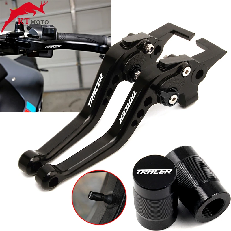 

For YAMAHA TRACER MT-07 MT-09 TRACER 7/GT 700/GT 900/GT Adjustable Motorcycle Short Brake Clutch Levers & Tire Valve caps Cover