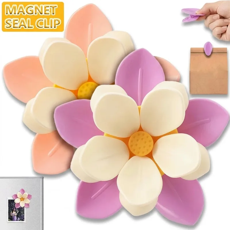 Sakura Magnetic Fridge Magnet Seal Clip Cute Flower Magnetic Fridge Sticker Petal Sealing Snack Clip Office Kitchen Decoration