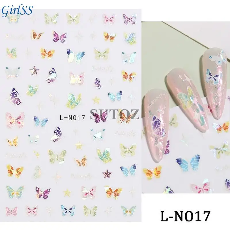 DIY Art 5D Butterfly Stickerrs Adesivo relevo dourado Dicas manicure Decoração para mulheres T4MB