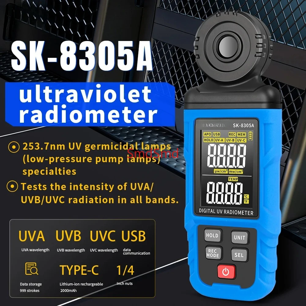 Digital illuminance Meter UV Illuminometer Professional UV Tester Ultraviolet Radiometer UVA/UVB/UVC Measure Photometer