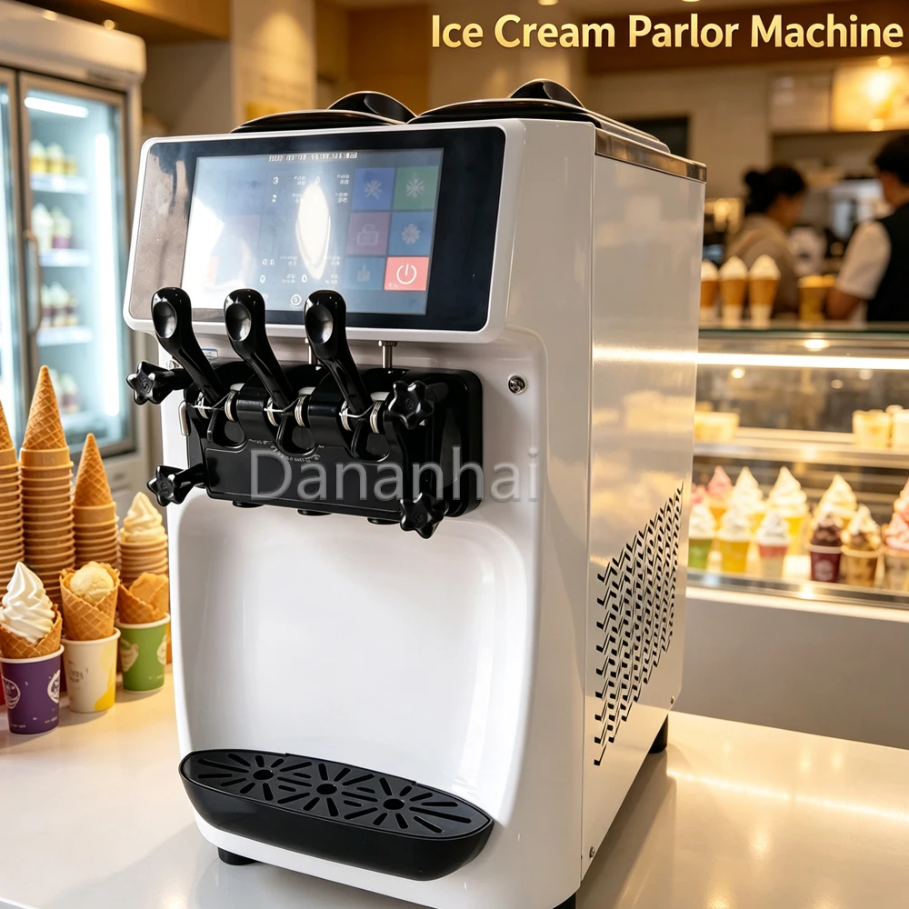 GT32ERLW Three Flavor Soft Serve Ice Cream Maker 220V Commercial Frozen Yogurt Machine For Cafe Dessert Retail Store