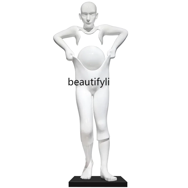 

A55 FRP abstract figure sculpture hotel, window art decoration, living room luminous lamp floor ornament
