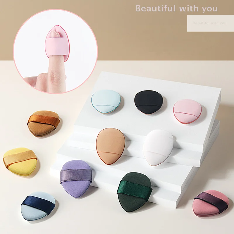 Mini dedo puff fundação pequena almofada de ar em pó esponja rosto corretivo bb creme aplicador cosmético ferramentas de maquiagem