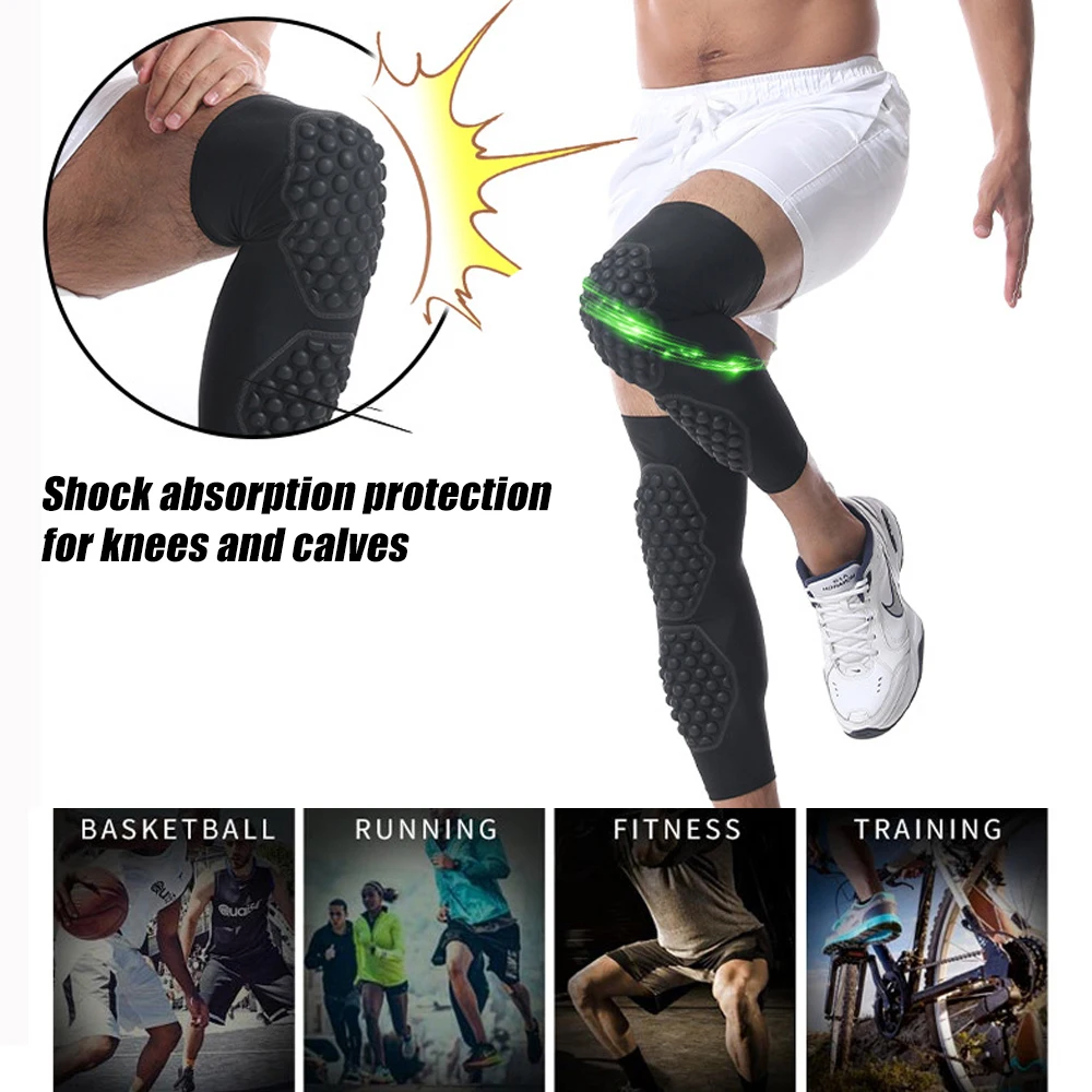 Sports Knee Calf Padded Leg Compression Support Sleeves Football Basketball Volleyball Soccer Baseball Tennis Youth Kids Adult