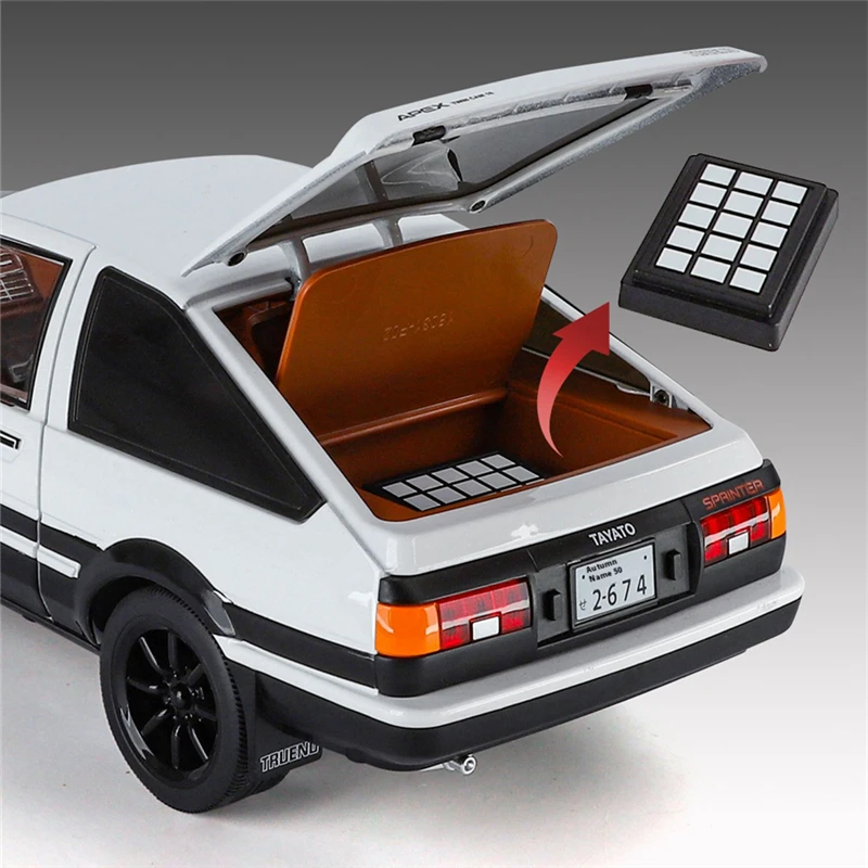 1:18 carro de filme inicial d ae86 liga modelo de carro esportivo diecast metal pista carro de corrida veículos modelo som e luz crianças brinquedo presente