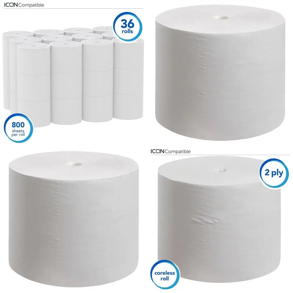 

Высококачественная туалетная бумага в рулонах, оптом, 2-слойная, белая (36 рулонов, по 800 листов каждый, всего 28 800 листов)