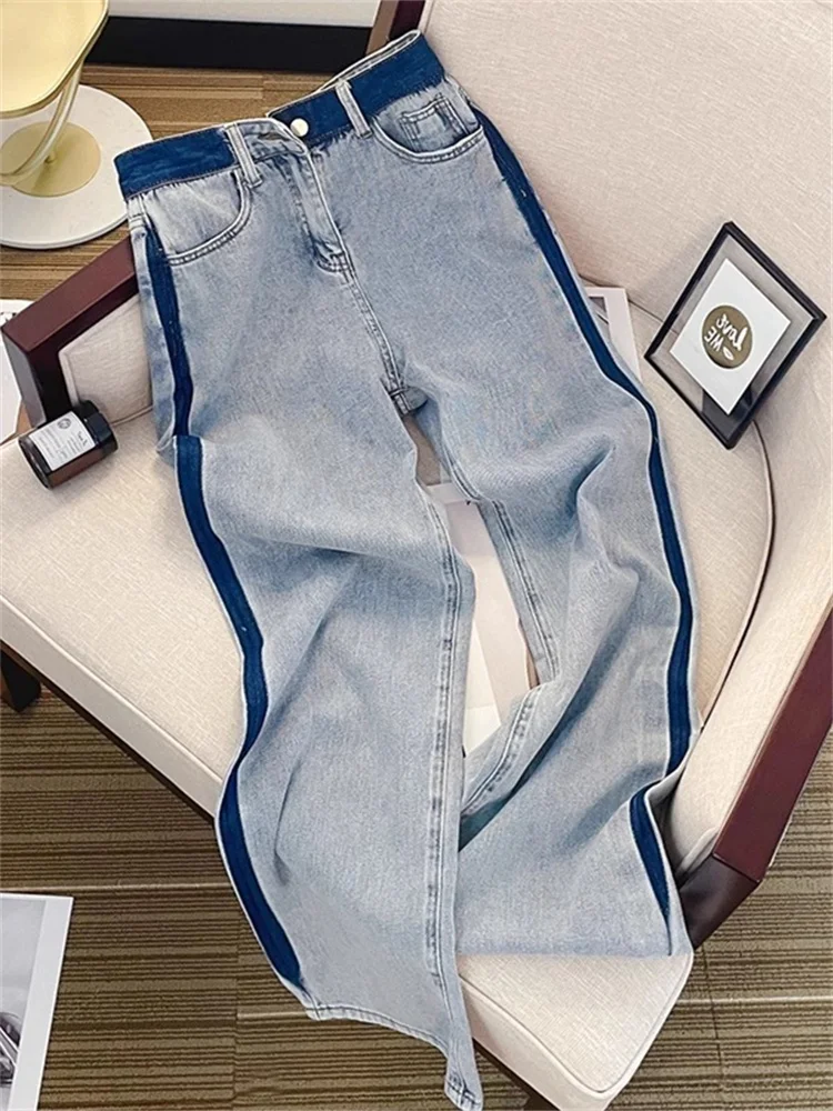 

Spring Autumn Unique Color Blo Slimming Loose Jeans Men Women Faion Design Drapey Straight Leg Pants Casual Denim Jeans