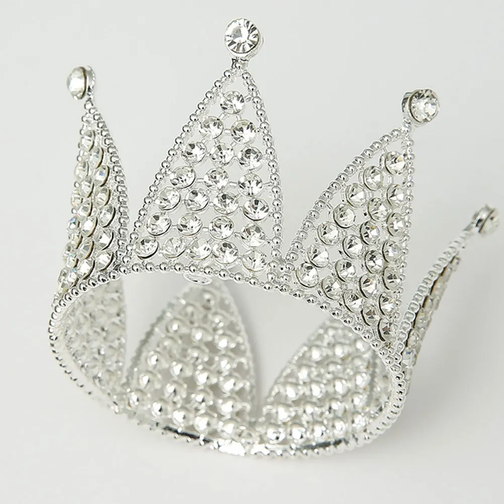 

Silver Round Cake Crown Crown Elegant Birthday Headdress Birthday Cake Decoration Party Hair Accessories Headdress