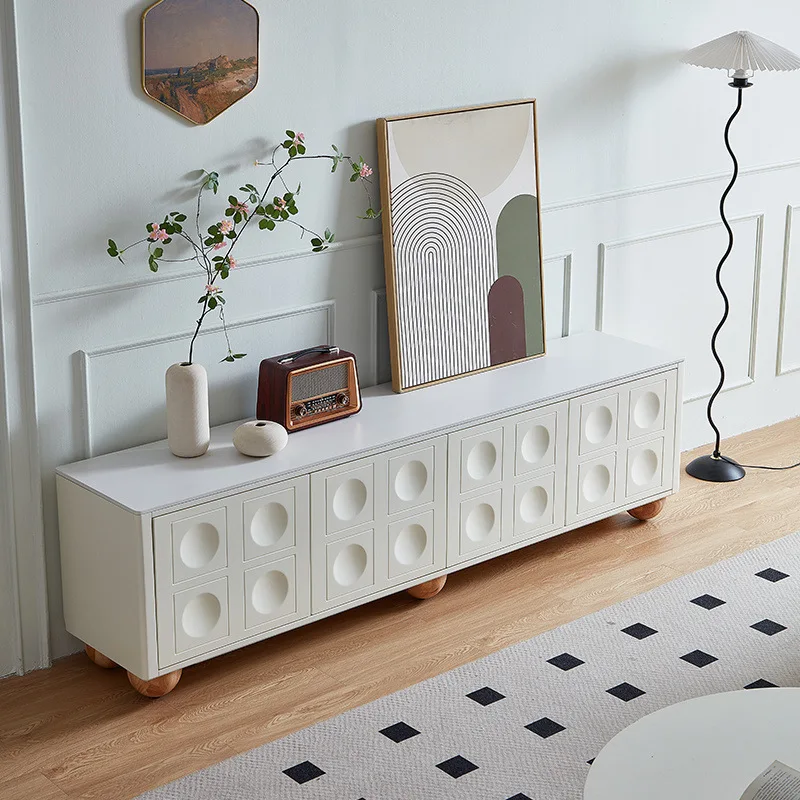 French floor-to-ceiling TV cabinet, modern living room small apartment household medieval solid wood rock slab locker