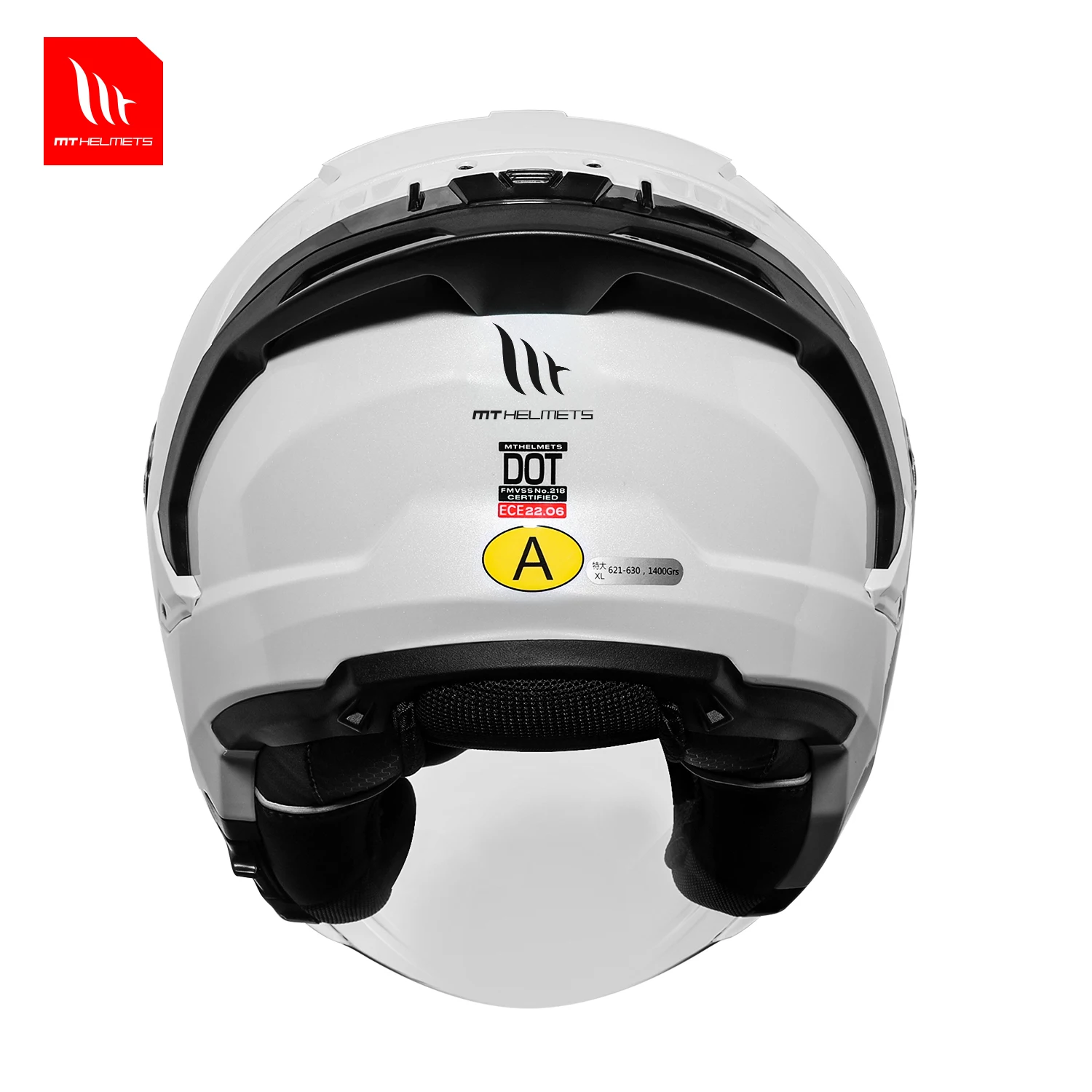 MOTORCYCLE MT 3/4 HELMETS COSMO SV SOLID GLOSS WHITE DUAL VISORS QUICK DEDUCTION