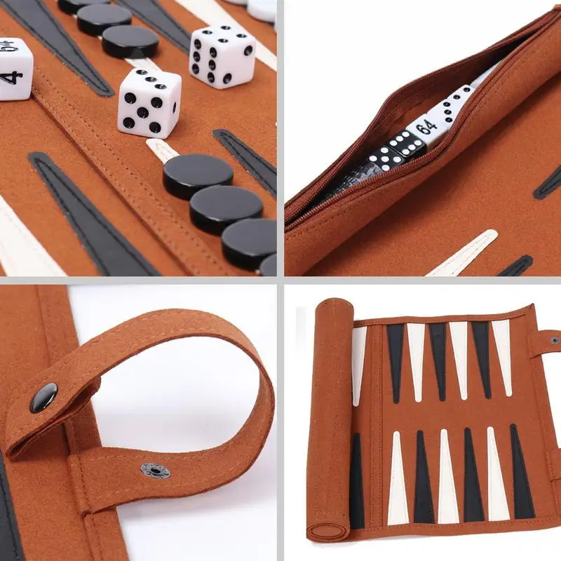 Set papan permainan Backgammon portabel untuk orang dewasa permainan perjalanan dewasa desain rol strategi papan permainan Puzzle anak-anak