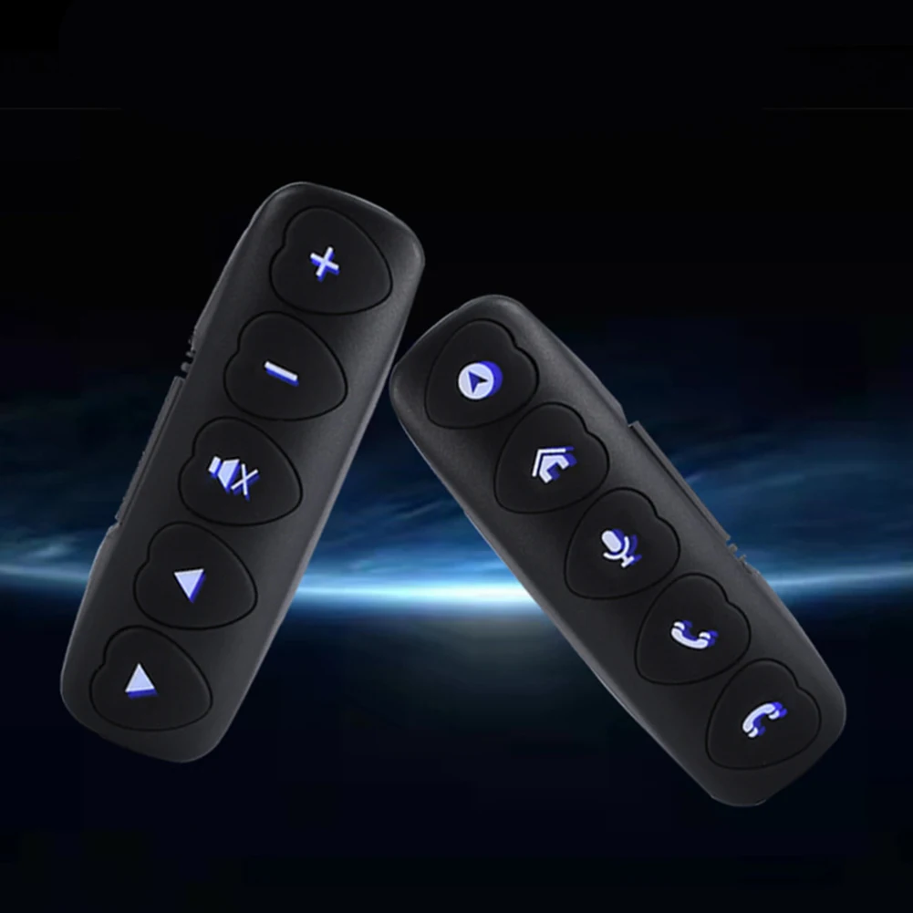 Steering Wheel Remote Control ABS Black Controller Buttons DVD Multifunction Wireless 2Pcs  Steering Wheel Remote
