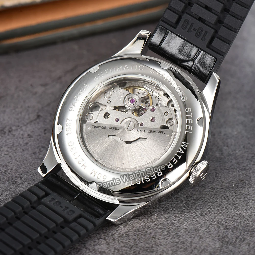 Parnis 38mm Sapphire Glass Arabic Numerals Miyota8215 Automatic Men's Watch