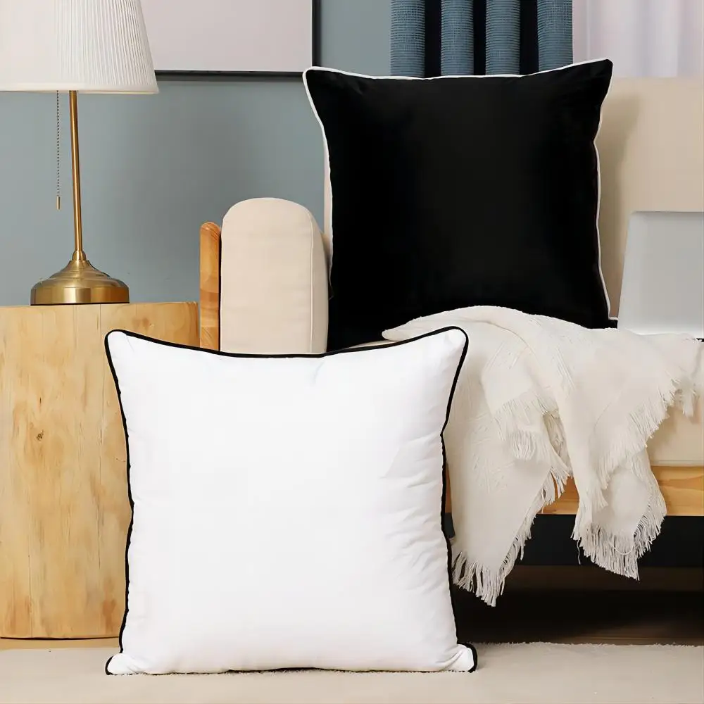 BUYNOW 1PC Dutch Velvet Schwarz-Weiß-Kissenbezug ohne Kissenkern, luxuriöse High-End-Sofa-Kopfteil-Kissendekoration – Detail 6