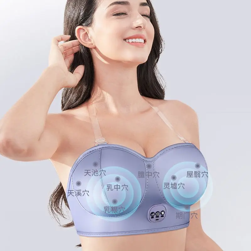Rechargeable Smart Breast Massager Bra Heating Vibration Chest Enhancer Lift Firm Relax Care