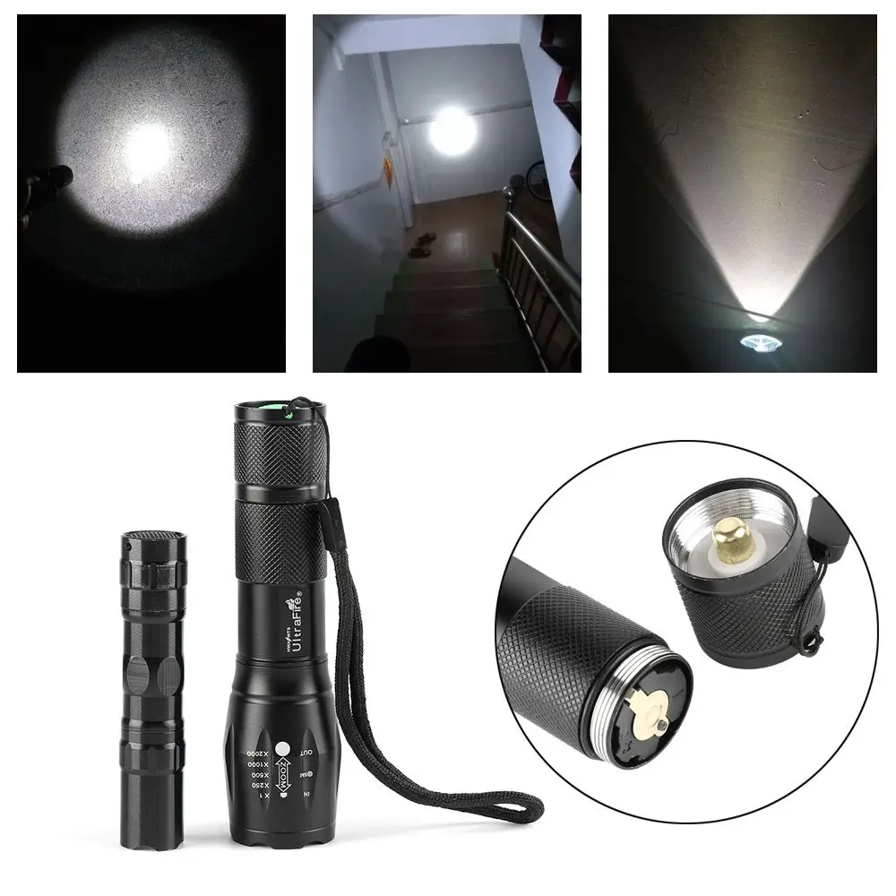 Waterproof Torch 3800Lm 5 Mode Bright E17 LED Zoom Flashlight Camping Torch