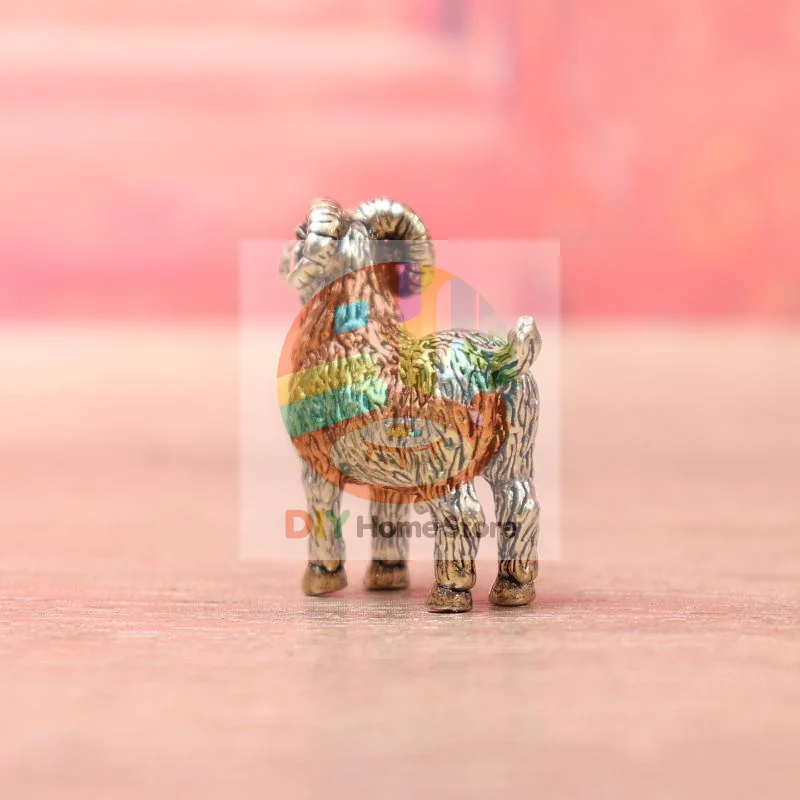 Brass Panjiao Goat Shelf Decor Figurine Exquisite Small Metal Ornament for Study Office Tabletop Great Collectible Gift for Ani