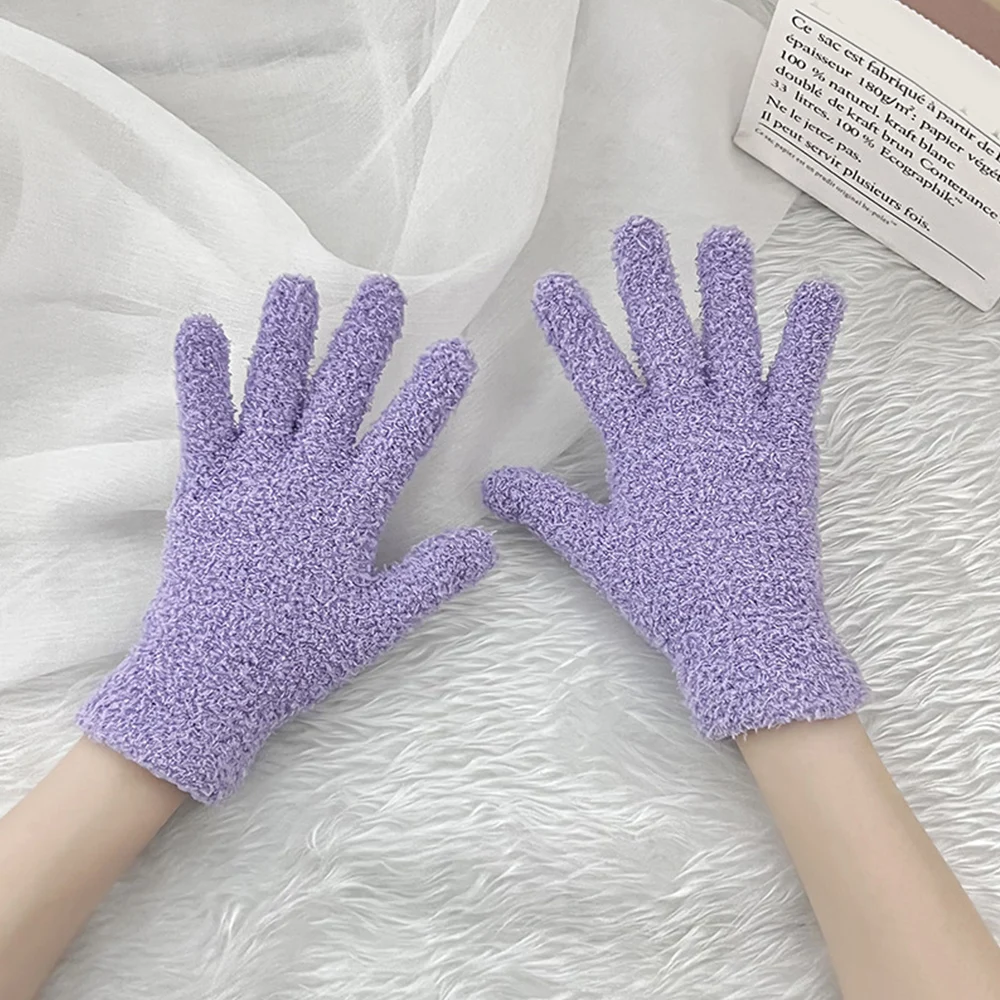 Winter Thickened Plush Coral Velvet Gloves Simple Five-finger Gloves Split-finger Gloves Knitted Hand Protectors Warm Gloves