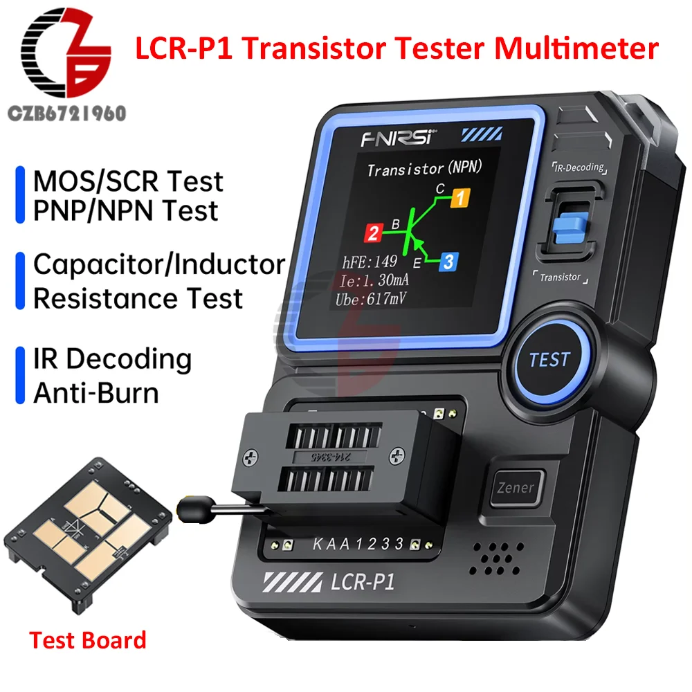 LCR-P1 Transistor Tester Multimeter Diode Triode Capacitance Resistance Meter LCR ESR NPN PNP MOSFET SMD Multifunction Tester