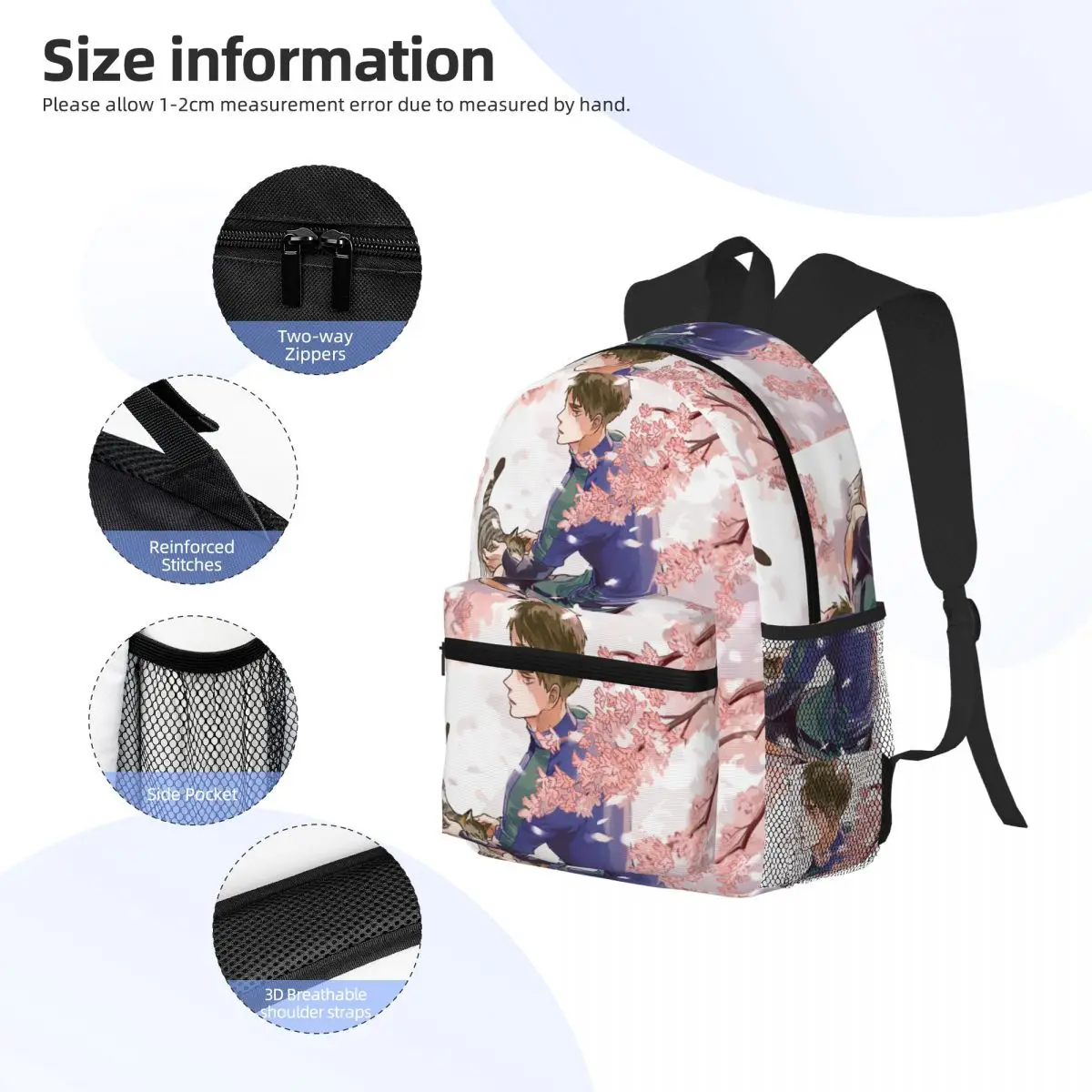 Haikyuu Manga Ushijima Wakatoshi حقيبة ظهر الطالب حقيبة مدرسية المشي لمسافات طويلة السفر Daypack للبنين بنات موضة حقيبة الكتب حقائب كتف #5