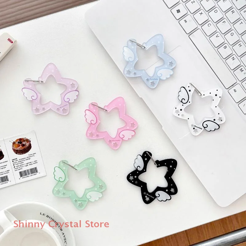 

Cute INS Style Wings Star Carabiner DIY Keychain Bag Charm Backpack Pendant Handbook Acrylic Package Hanging Keychain Decoration
