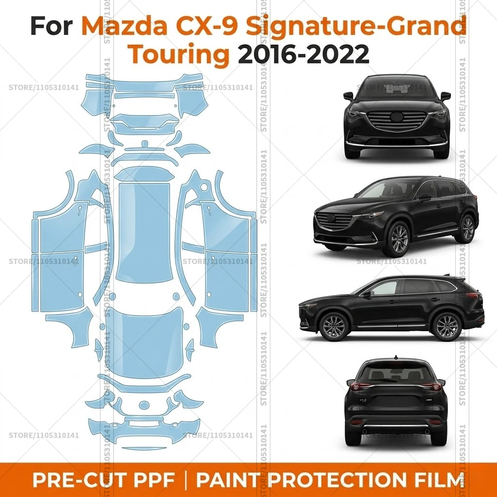 

Pre-Cut Paint Protection Film PPF Transparent Bumper Protector Clear Car Film For Mazda CX-9 Signature-Grand Touring 2016-2022