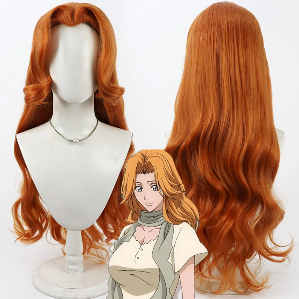 

Парик для косплея BLEACH Rangiku Matsumoto, оранжевый, с кудрявыми волосами