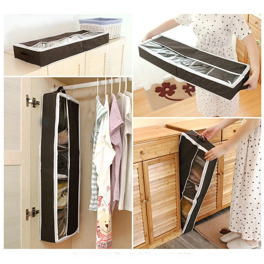 

5 Grids Shoes Storage Box Organizer with Clear Visible Compartments Non Woven Fabric Shoe Boxes Practical Use