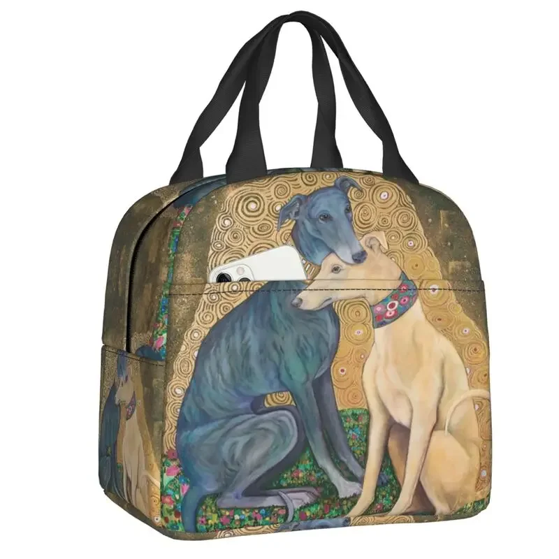 Sac à lunch vintage Whippet Greyhound Dog, glacière thermique, boîte à bento isolée pour femmes, enfants, travail, école, plage, voyage, sac fourre-tout alimentaire