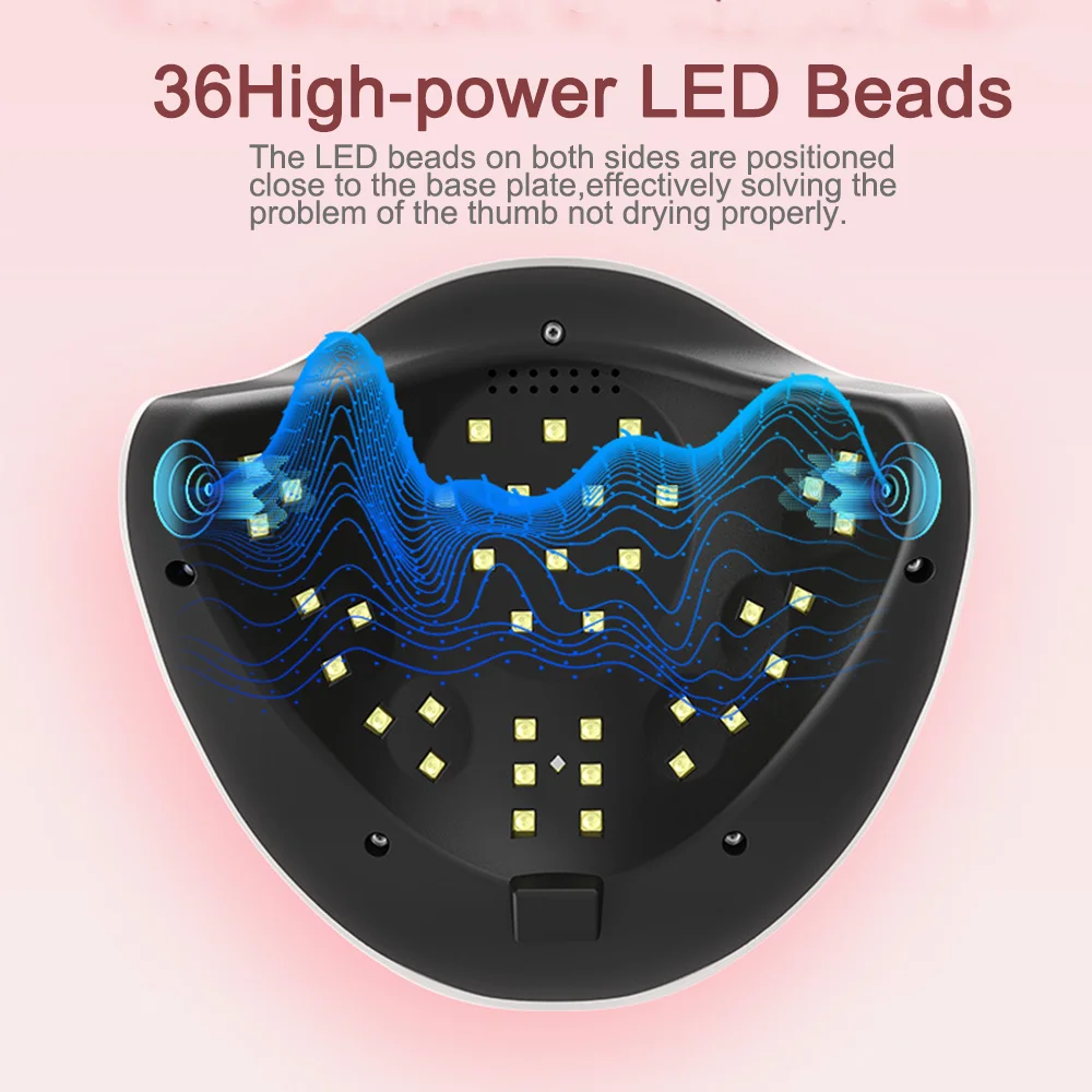 168w ハイパワーネイルランプ、36個の高輝度LEDビーズ搭載、UV LEDブラックライト、無料プロサロンネイルポリッシュ乾燥ツール