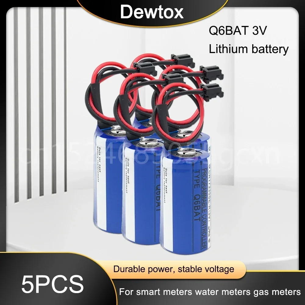 

5pcs 3V 1800mAh Q6BAT CR17335 ER2/3A PLC Lithium Battery with Plug for Mitsubishi Backup Power CR17335SE-R Industrial Battery