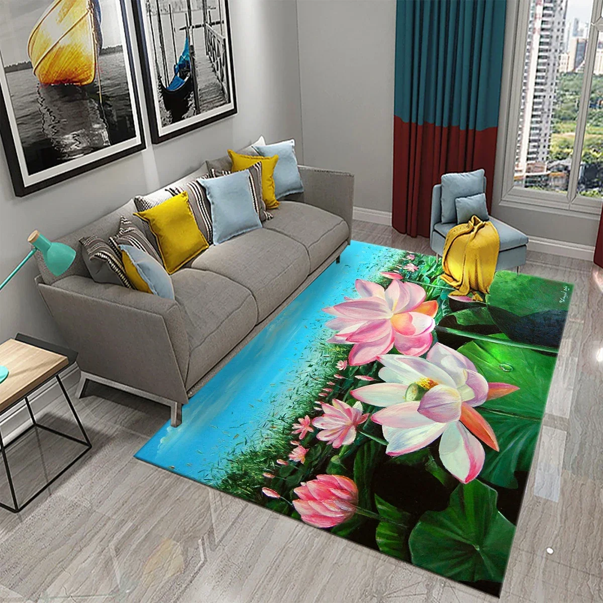 

3D Water Lily Abstract Oil Painting Carpet for Bathroom Kitchen Anti-slip Doormat Rug Carpet Bedroom Living Room Decor Floor Rug