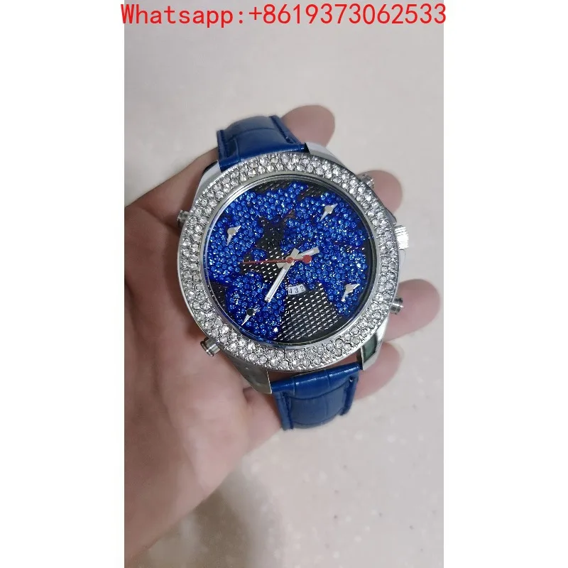 2026 New Custom Fashion Trend Rhinestone Map Quartz Watch Czech Leopard Print Skull Strap Classic Wristwatch