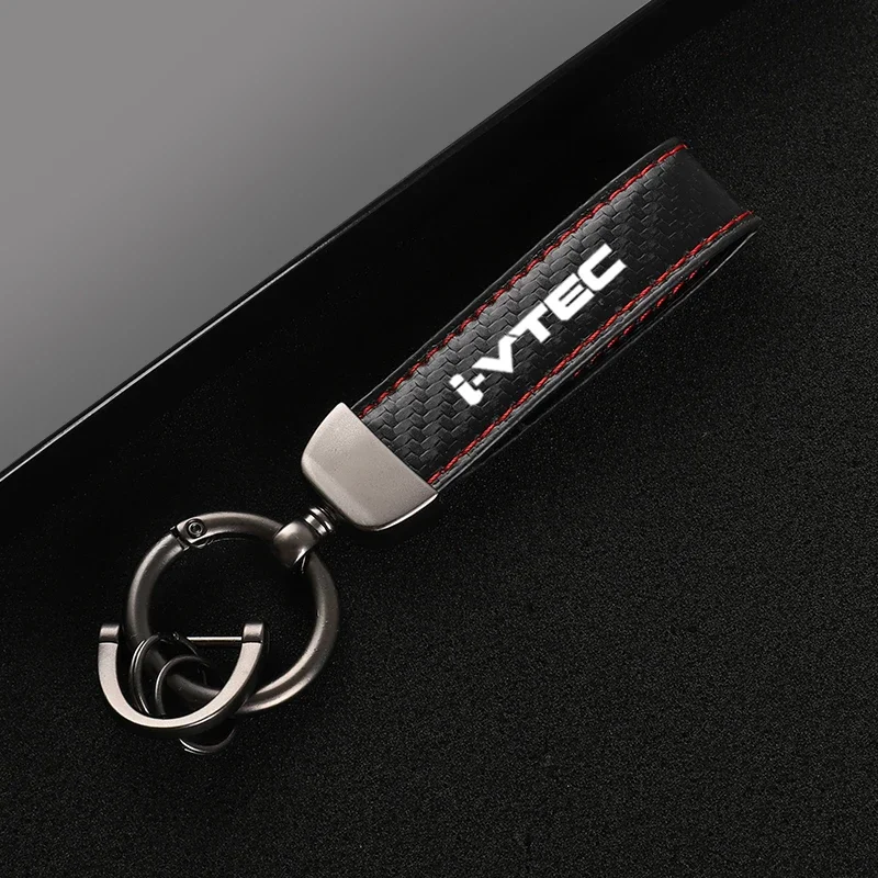 Leather Carbon Fiber Car Rings Keychain Zinc Alloy Keyrings For Honda acura ivtec i-vtec dohc civic accord car Accessories