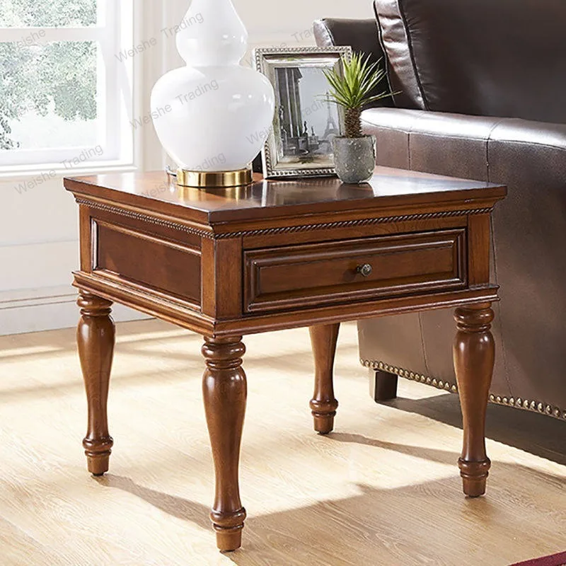 Solid wood living room sofa square table small coffee table apartment type square side cabinet phone table
