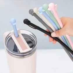 1pc Reusable Silicone Straw Large Ice Cup Vacuum Cup Special Straw Integrated Straw with Dust Cover