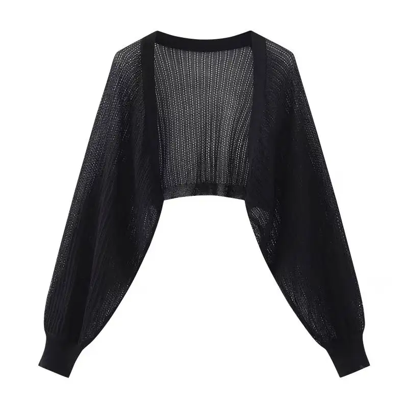 

Extra Large Size Ice Silk Knitted Sun Protection Open Cardigan Outerwear for Women Spring Autumn Seasonal Faion Ladies' Kni...