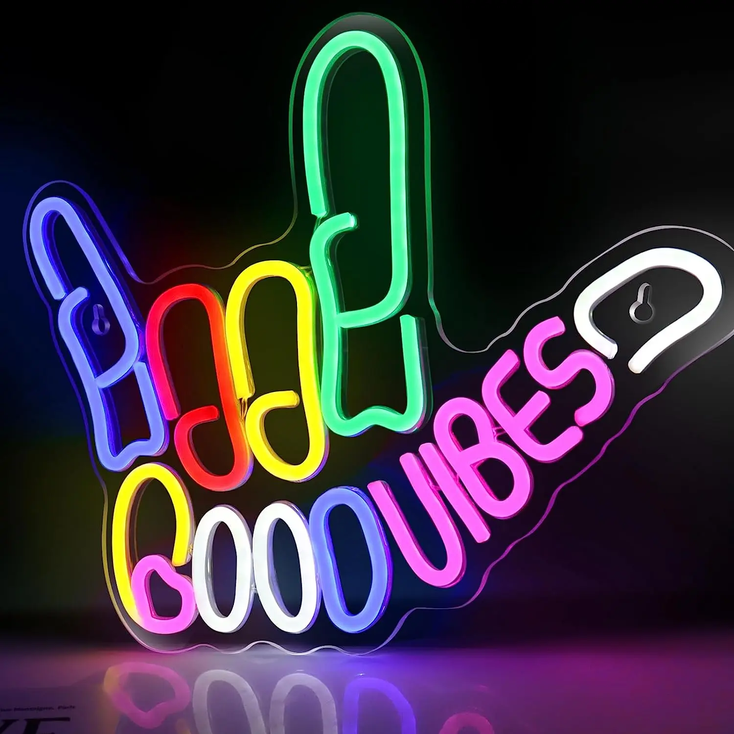 Good Vibes Neon Sign Light, For Wall Decor Good Vibes Only Hand Neon Signs, Bedroom Game Room Light Up LED Wall Sign, Cool Thing