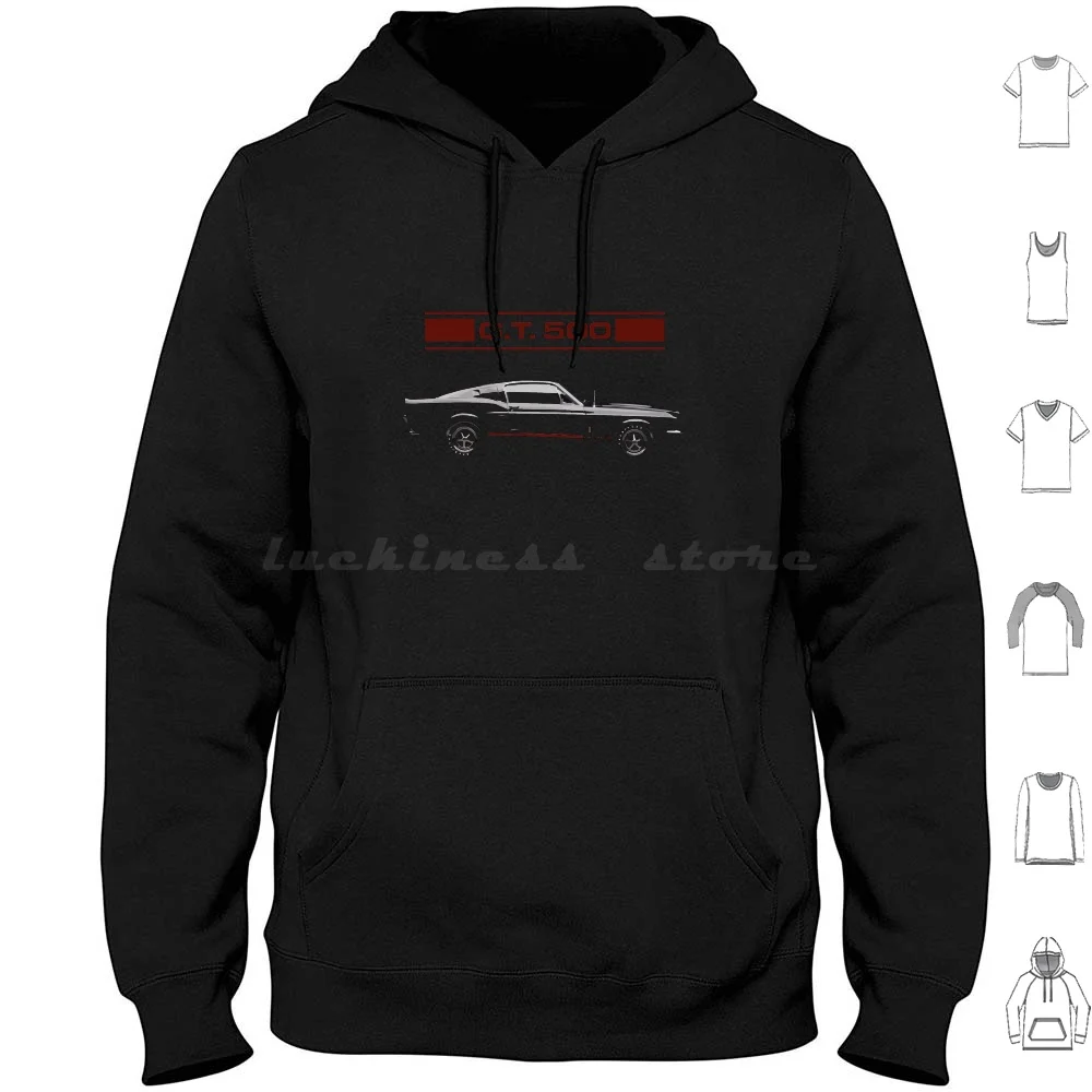 Black Shelby Gt500 Hoodies Long Sleeve Shelby Gt500kr Shelby Racing Vintage Muscle Car Classic Car 1968 Shelby